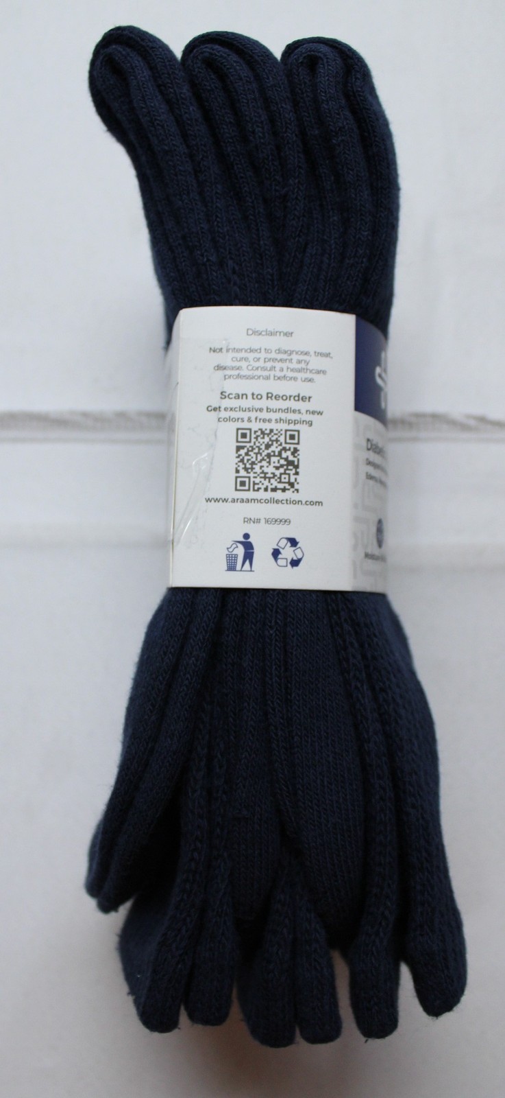 Araam Womens Diabetic Circulatory ComfortFlex Crew Socks NN7 Navy Blue 13-15 NWT