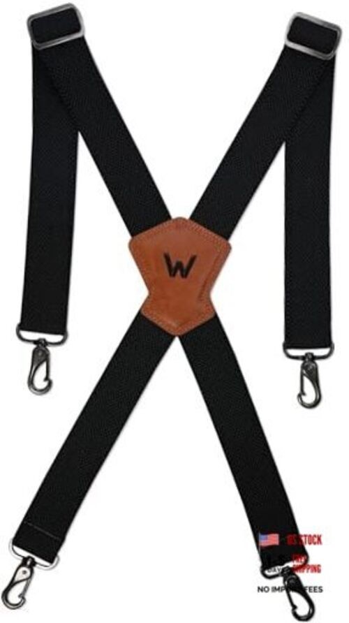 1.5In HD Elastic Suspenders, Heavy-Duty Work Suspenders, Comfy Belt Loop