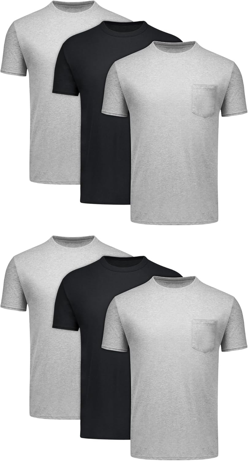 Shirt Men’s Cotton Blend Size M Black/Grey Pocket T-shirt, Moisture-wicking