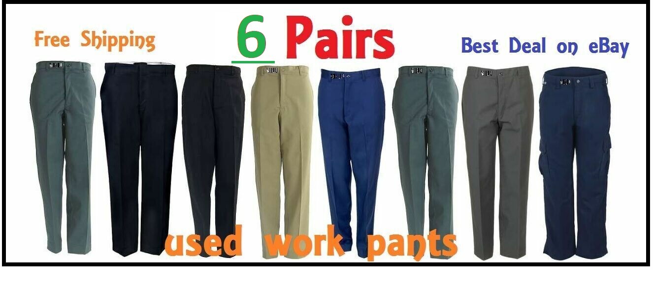 6 Used Uniform Work Pants Cintas, Aramark, Dickies. FREE SHIPPING