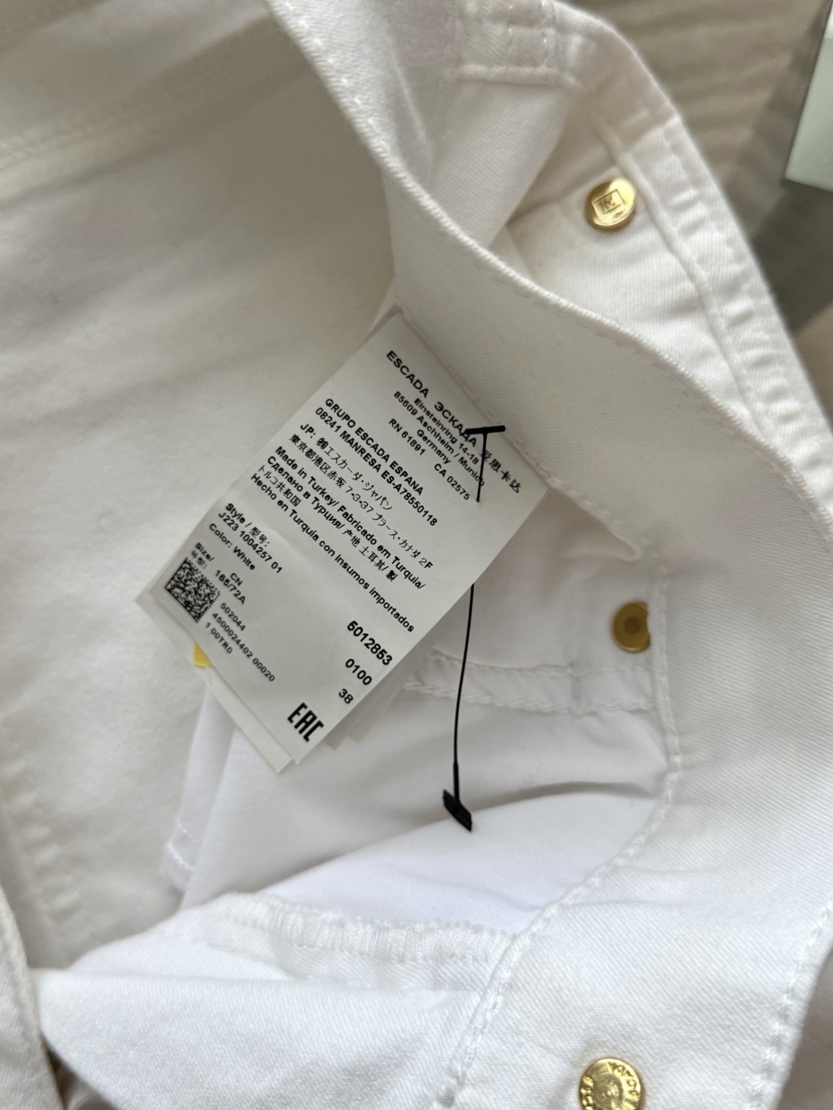 ESCADA White Straight Leg Jeans Stretch Designer Denim