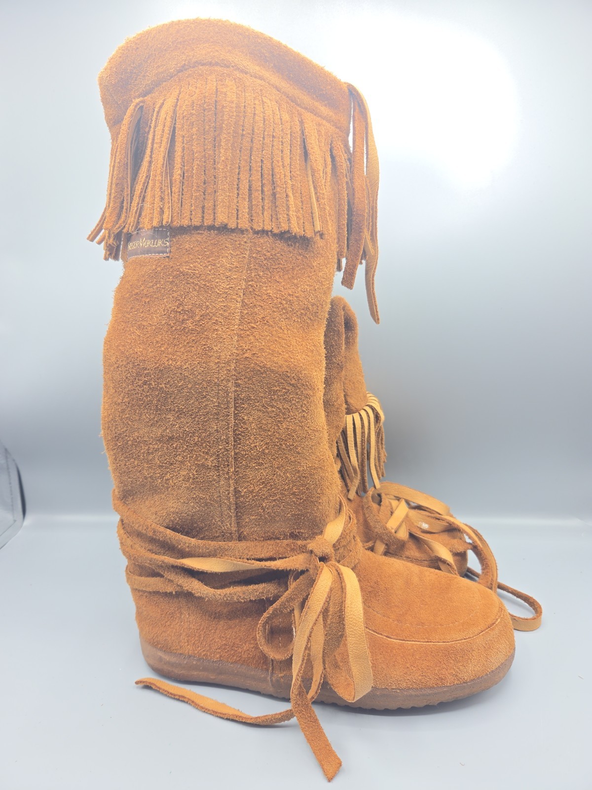 Steger Mukluks Kodiak Brown Moosehide Suede Winter Boots Women’s Size US 7