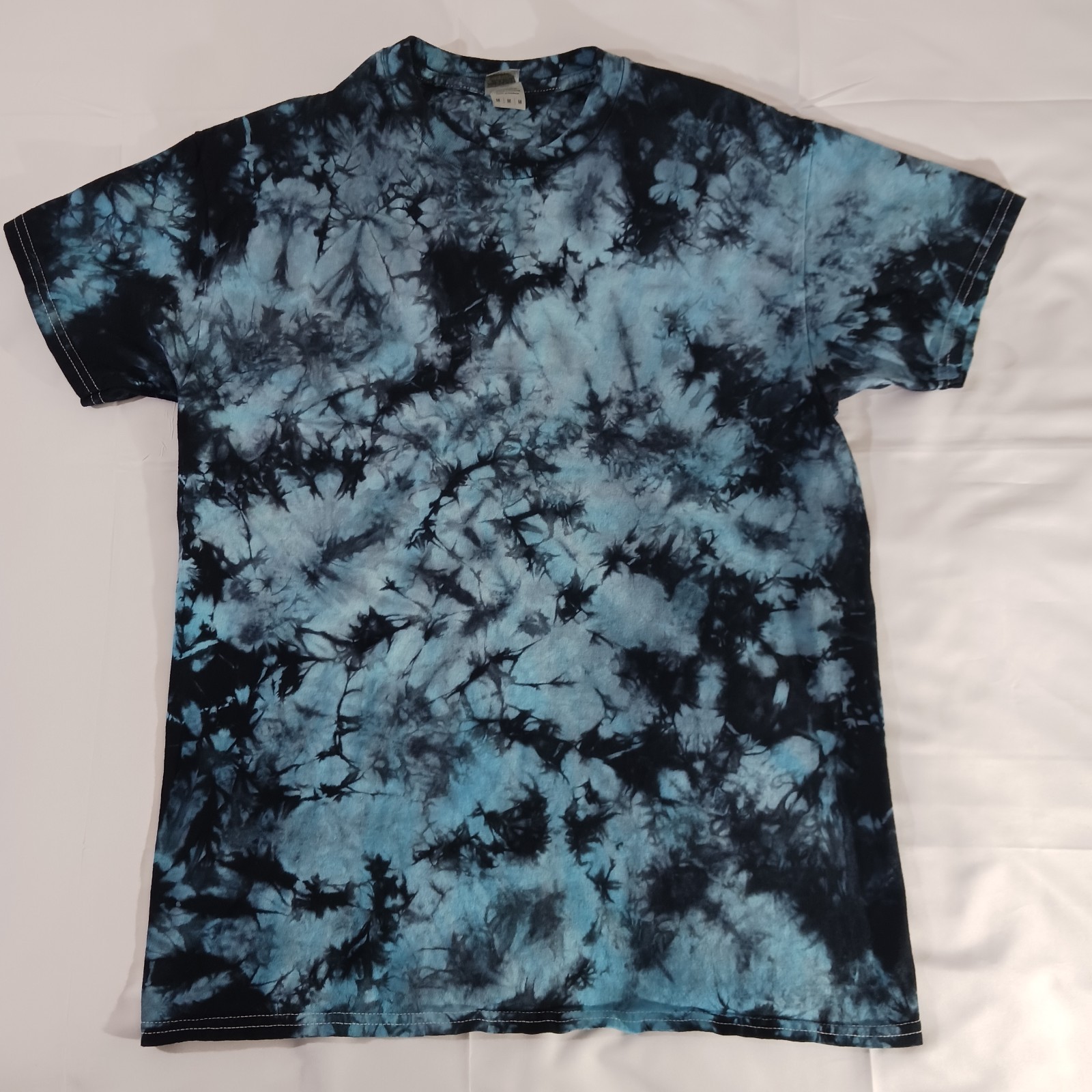 Gildan Tie Dye T Shirt Unisex Adult M Blue Black Ice Dye Marble Abstract NWOT