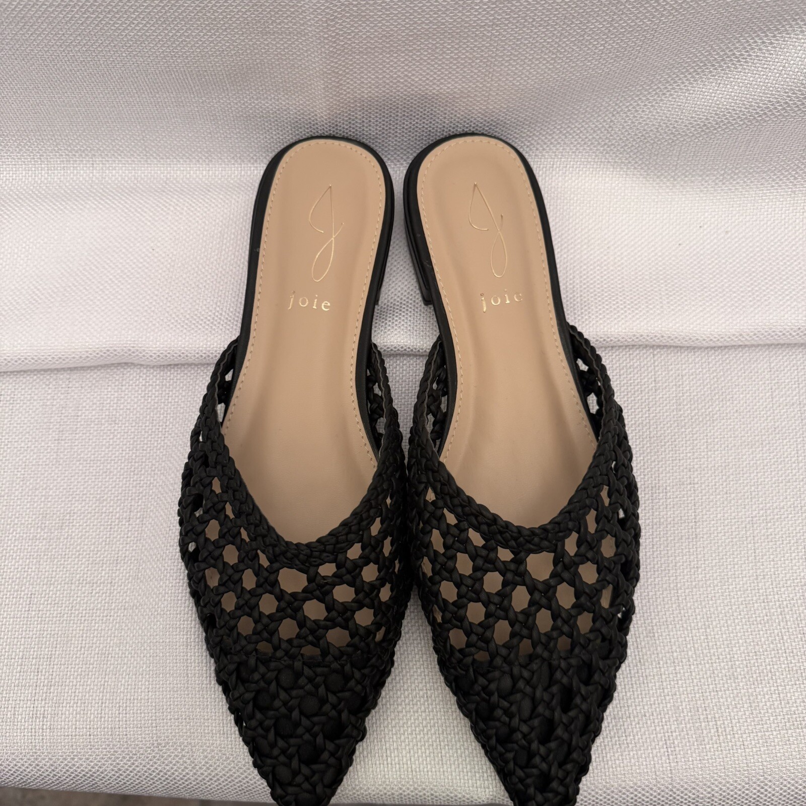 NWT Joie Shoes Behold Black Woven Slip-on Mule Flat See Size Options In Listing