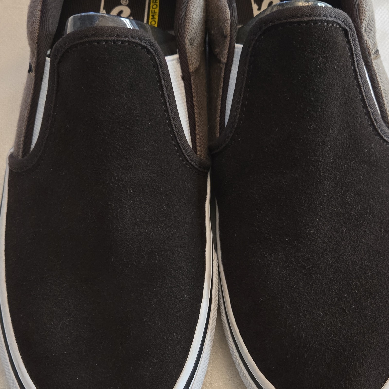 VANS Men’s Slip-On Casual Shoes Brown Canvas Upper Rubber Sole US 8 Logo