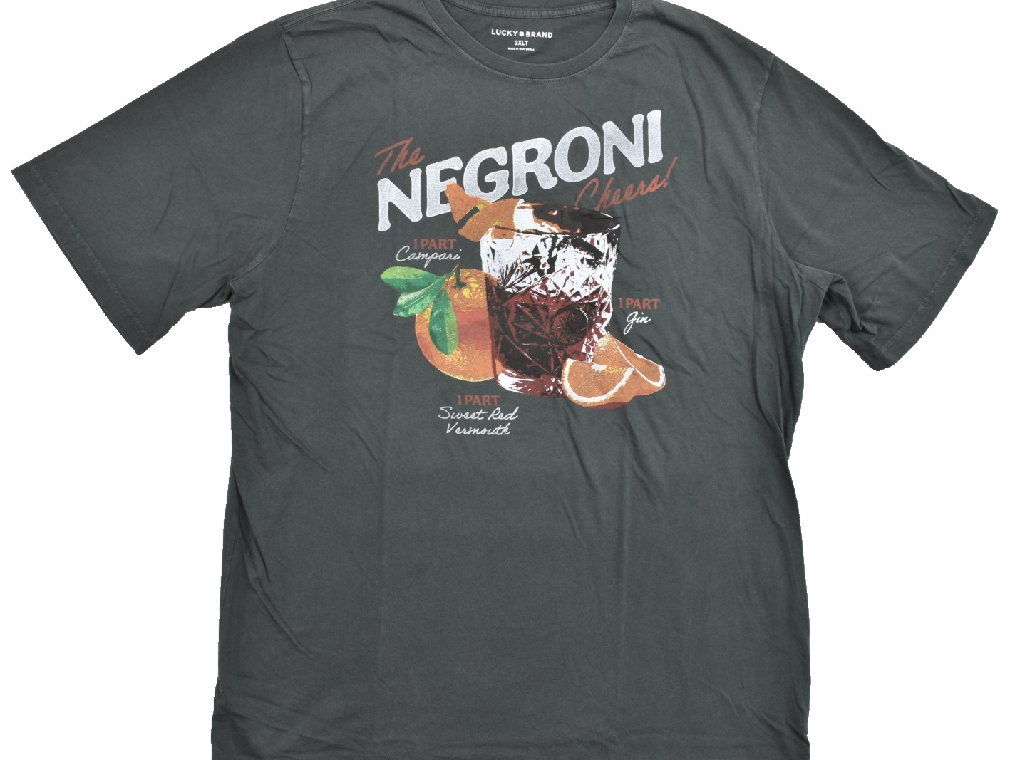 Lucky Brand Men’s Negroni Tee Black Short Sleeve Crew Neck Size 2XLT NEW