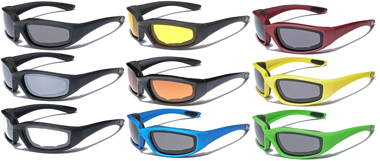 Men Women Wind Impact Resistant Foam Padded Glasses Motorcycle Riding Sunglasses