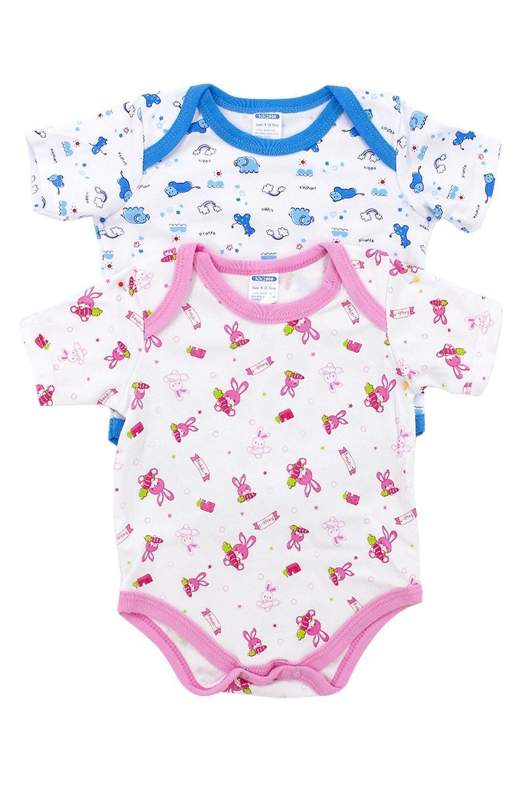 4 Baby Romper Bodysuit Jumpsuit Short Sleeve Print Solid Size 3-6 M 6-9 M 9-12 M