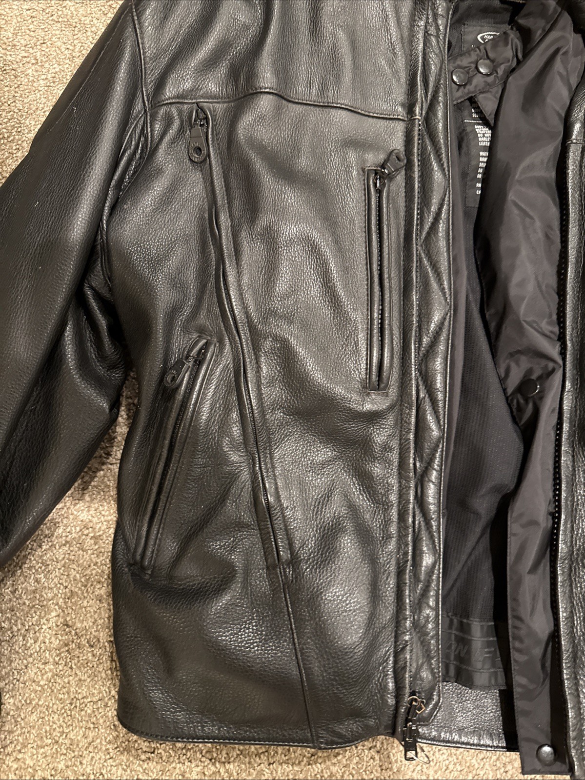 Harley Davidson FXRG Jacket Black Leather Men’s 98508-99VM Size Large w/ Liner