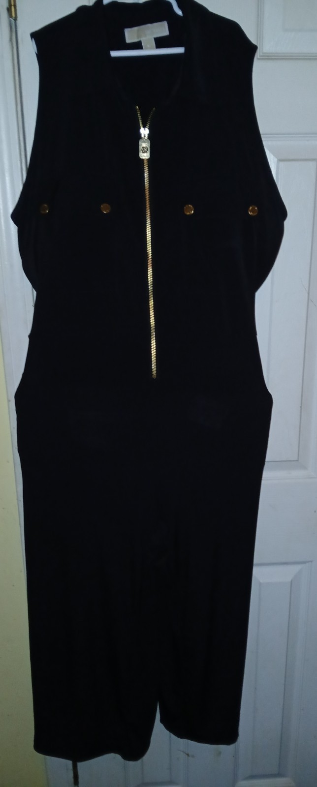 Michael Kors Black With Gold Accents, Size XL. Below The Knee Jump Suite Strechy