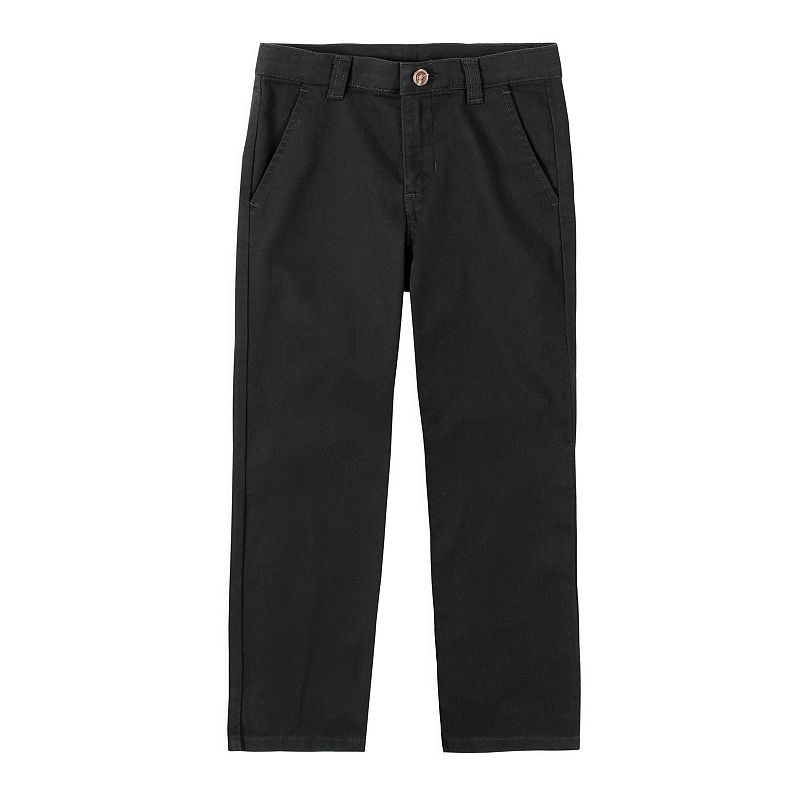 Boys IZOD Stretch Flat Front Comfort Waistband Pants, husky 14, black