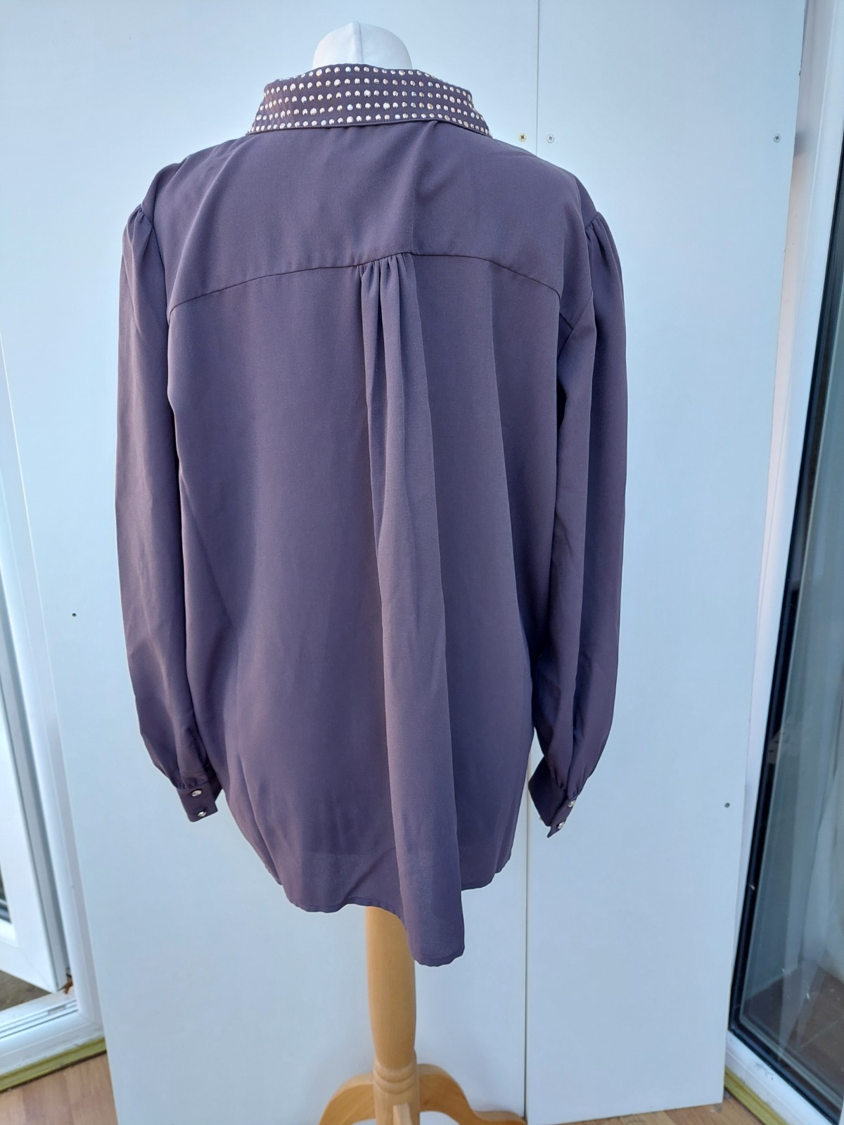Frank Usher Studded Blouse Crepe Feel Long Sleeve New Size L/XL