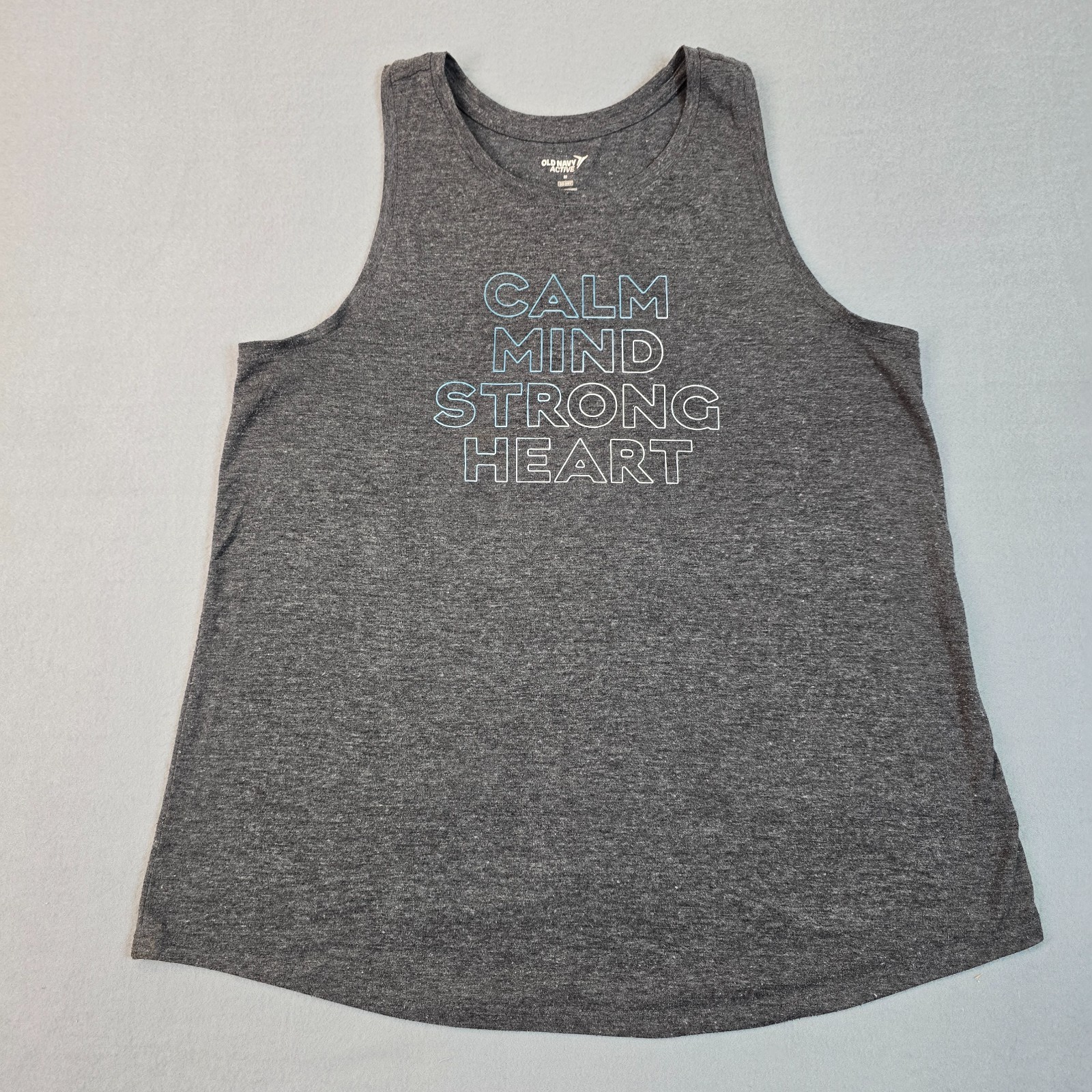 Old Navy Active Go-Dry Tank Top Women Medium Gray Calm Mind Strong Heart T shirt