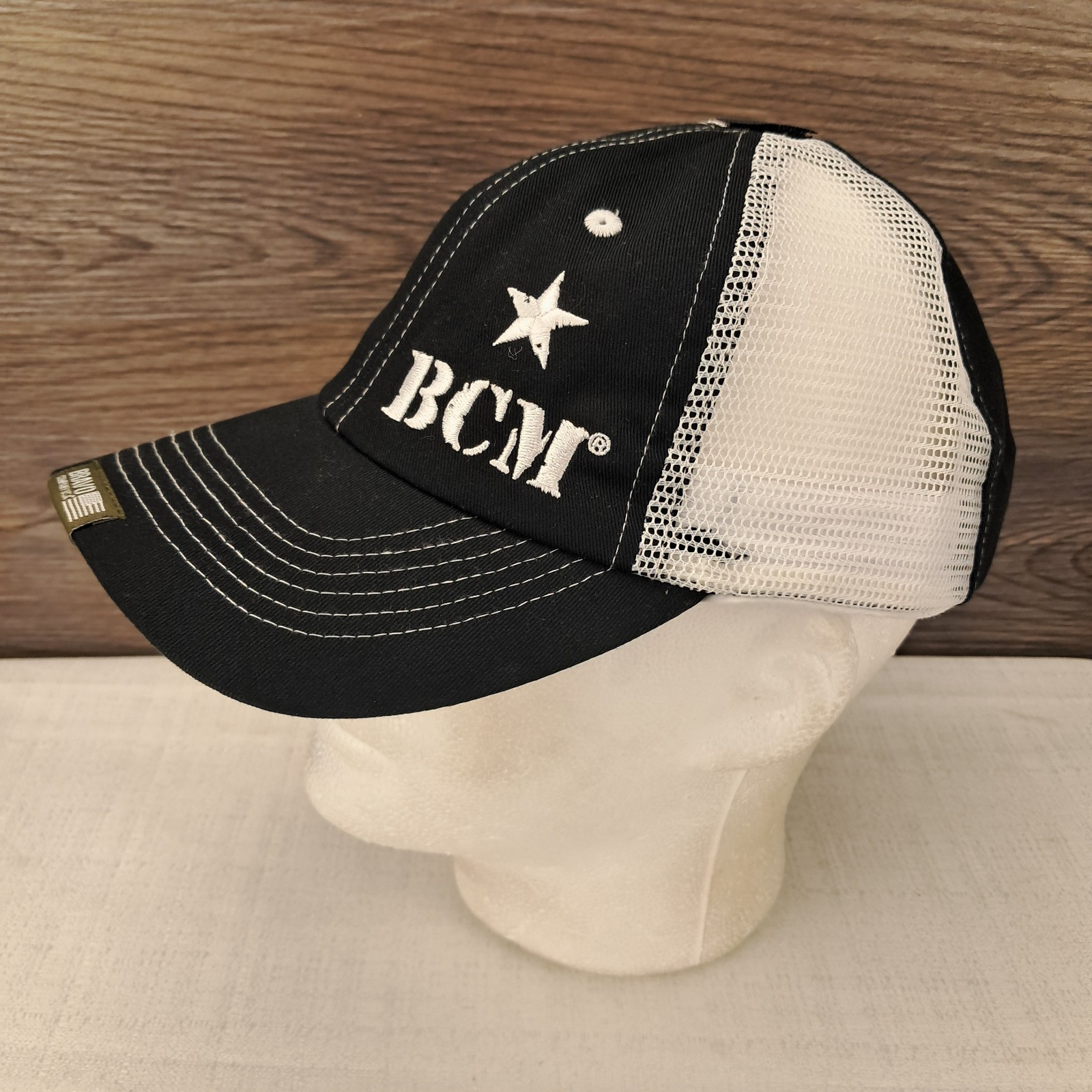 BCM Bravo Company Manufacturing Hat Cap Black White Mesh USA Strap Fighter