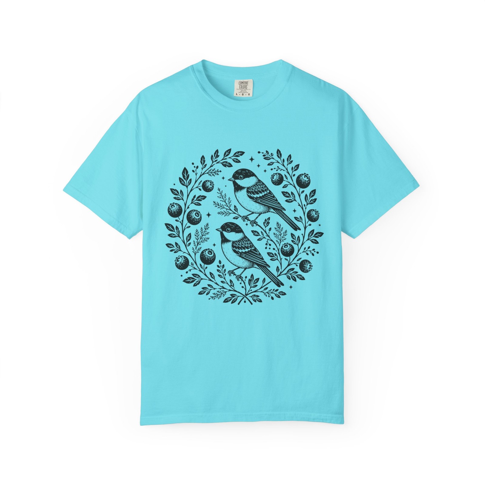 Chickadee Wreath T-Shirt | Botanical Bird Illustration