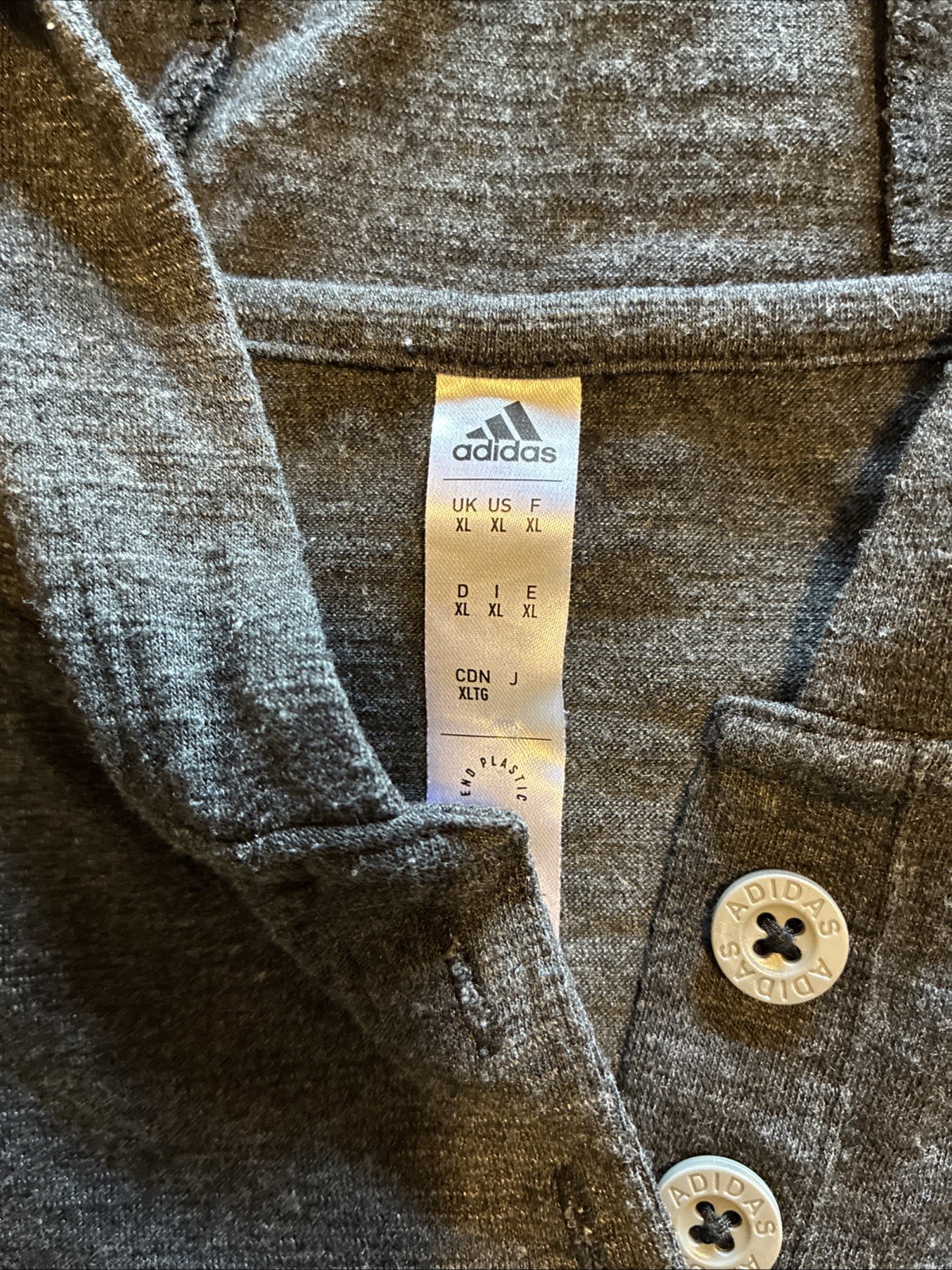 ADIDAS LIGHTWEIGHT TWO BUTTON HOODIE W/DRAWSTRING BOTTOM * XL * GRAY * SALE!