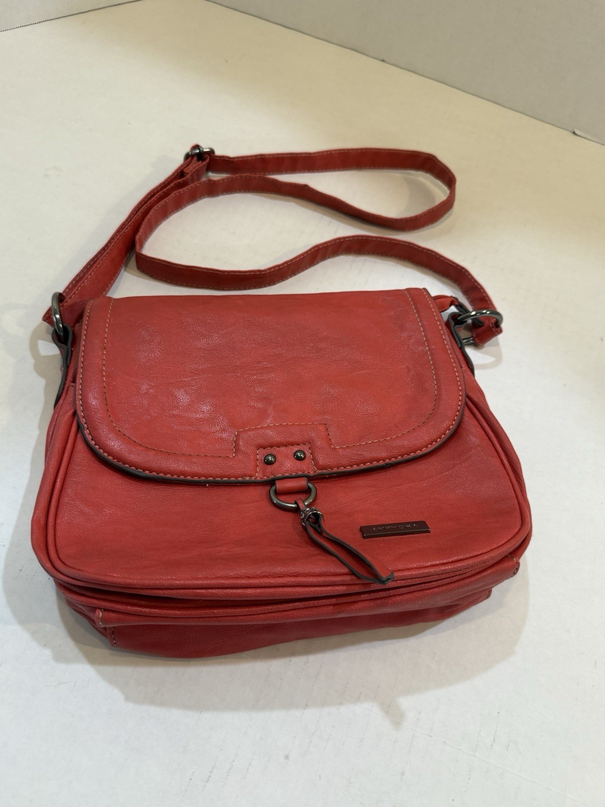 Vintage Amphora Red Leather Crossbody or Saddle-Style Adjustable Strap HTF