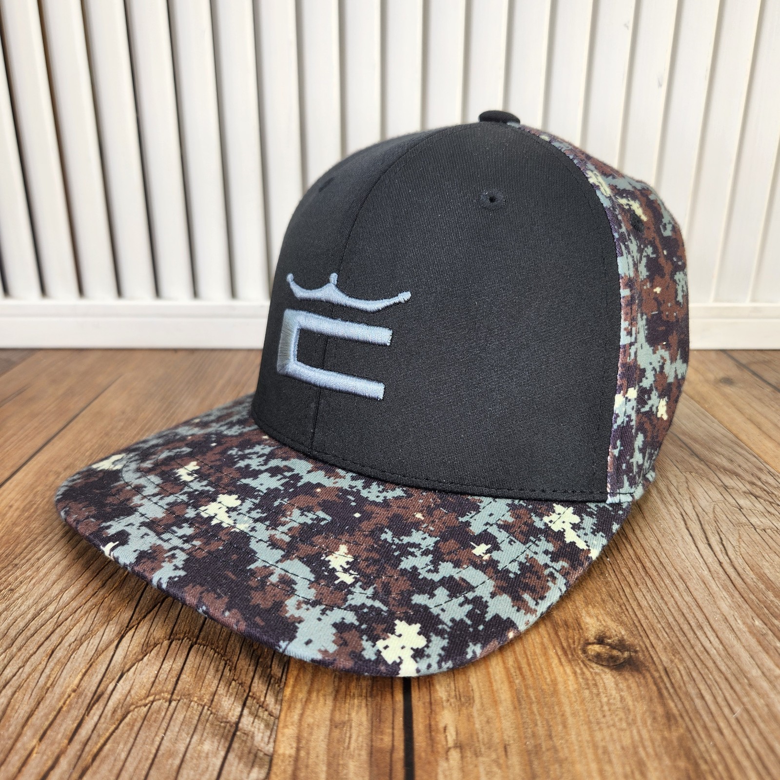 Cobra Puma Golf Digi Camo Flexfit 110 Snapback Hat Cap Black Brown Adjustable