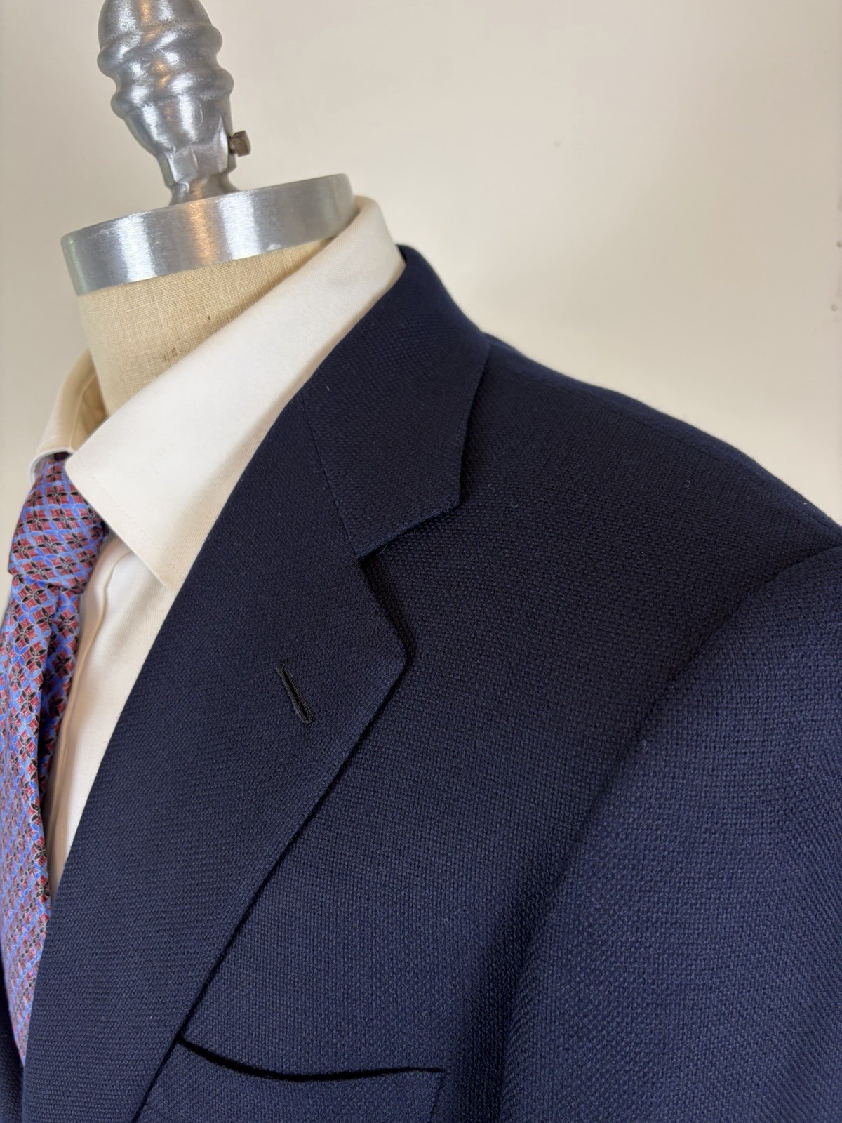 BRIONI 100% WOOL NOMENTANO NAVY BLUE DOUBLE VENT HOPSACK BLAZER SIZE 40R