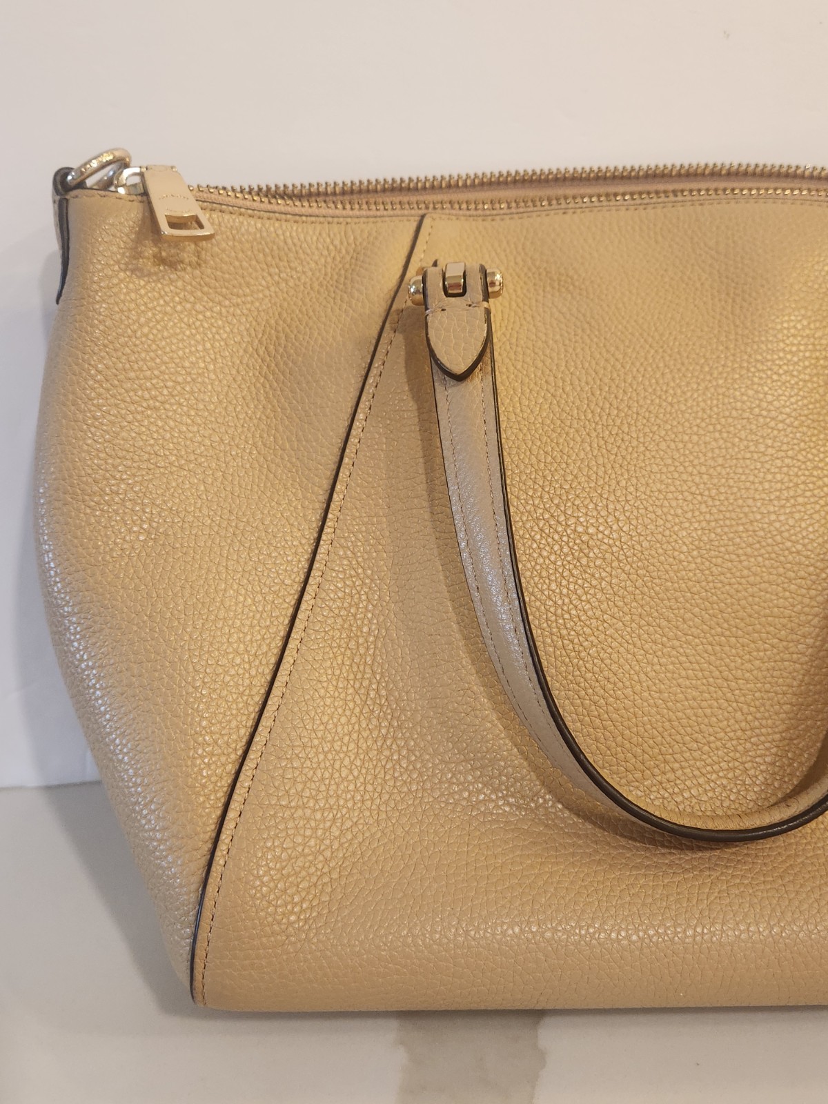 Coach Prairie Pebbled Leather Satchel Crossbody Women’s Handbag – Camel/Tan