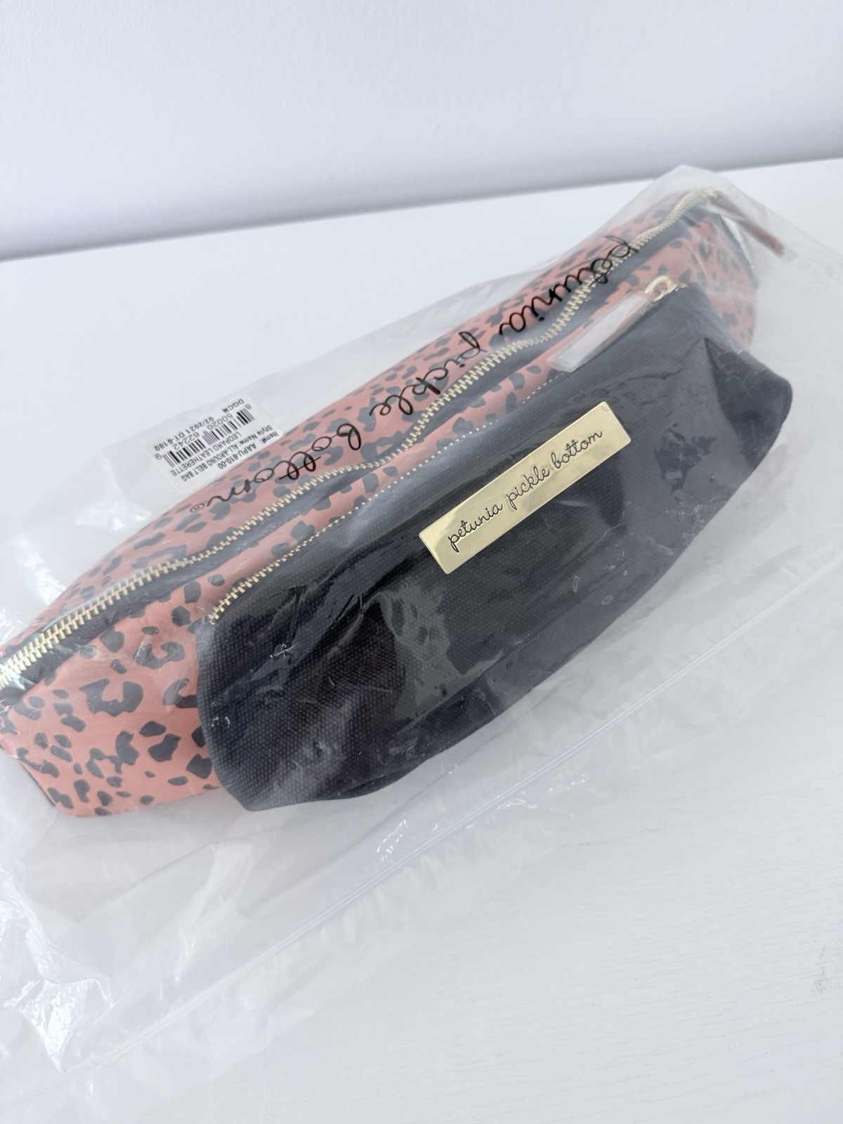 Petunia Pickle Bottom All Around Belt Bag Leopard Print Black/Gold NWT