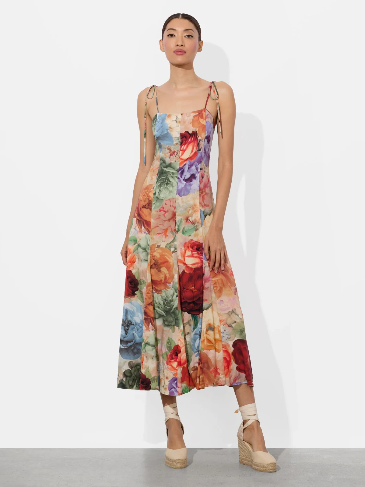 ALICE & OLIVIA (4 ) JEANETTE PANELED STORM FLORAL MIDI DRESS NWT MSRP$595