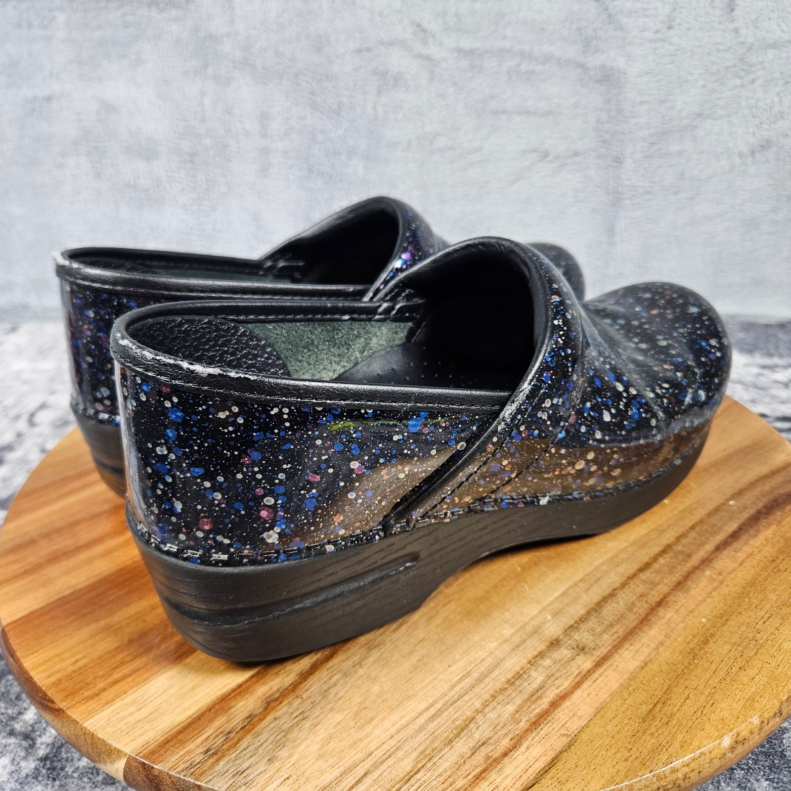 Dansko Professional Clogs Black Multicolor Paint Splatter Slip On EU 39 US 8.5–9