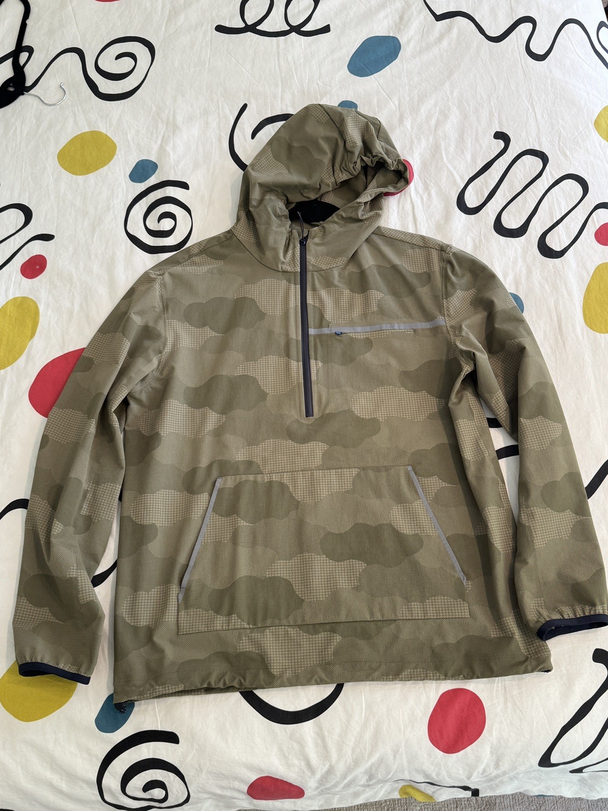 A.P.C. Outdoor Voices Jacket Mens Medium Green Camo 1/2 Zip Windbreaker Anorak