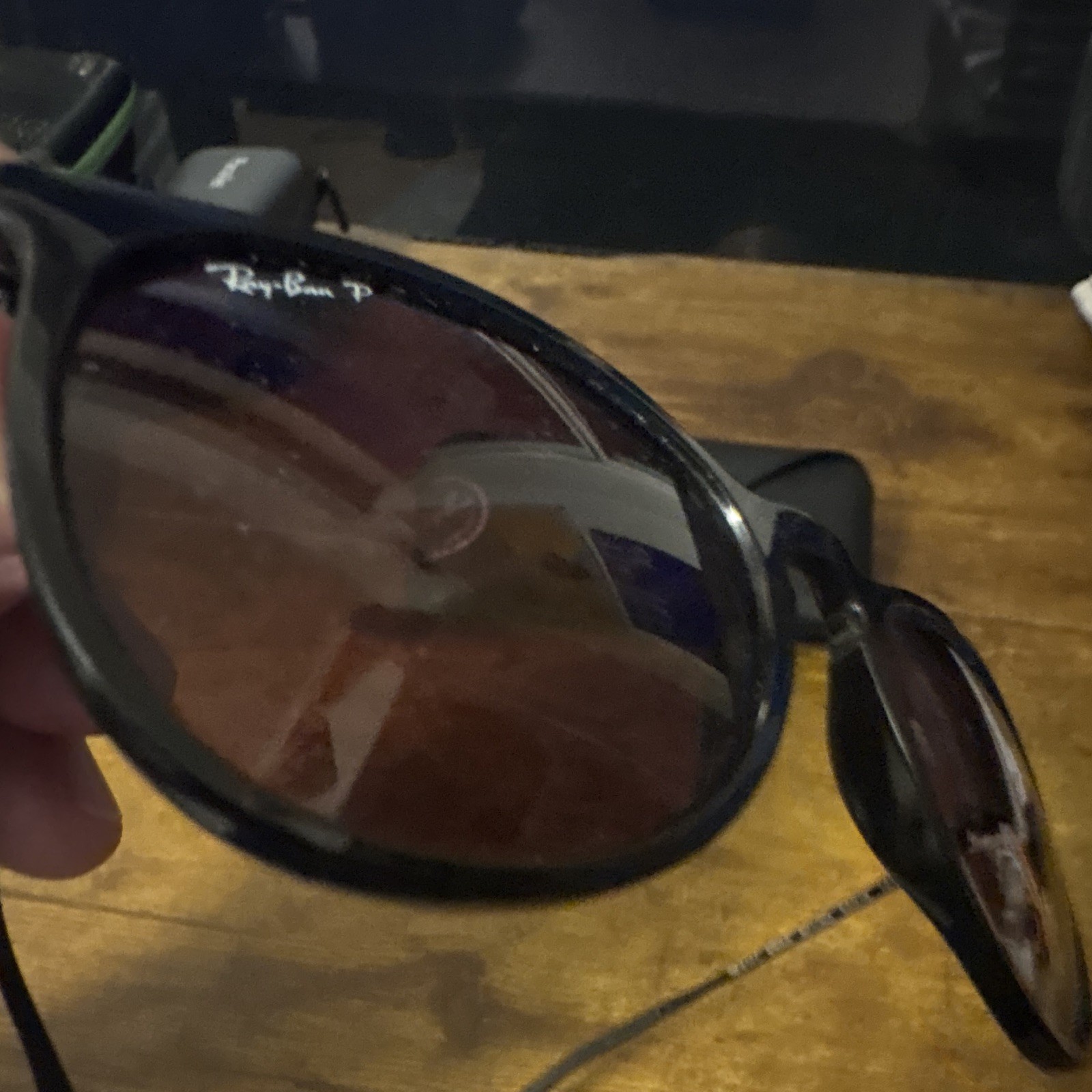 Ray-Ban RB4171 Erika Round Sunglasses Black Frame purple Tint Lens some scratch