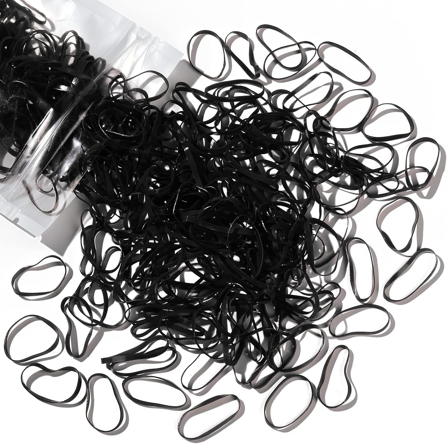 Black Elastics Ties, 300pcs Rubber Bands Hair Soft Elastic Bands