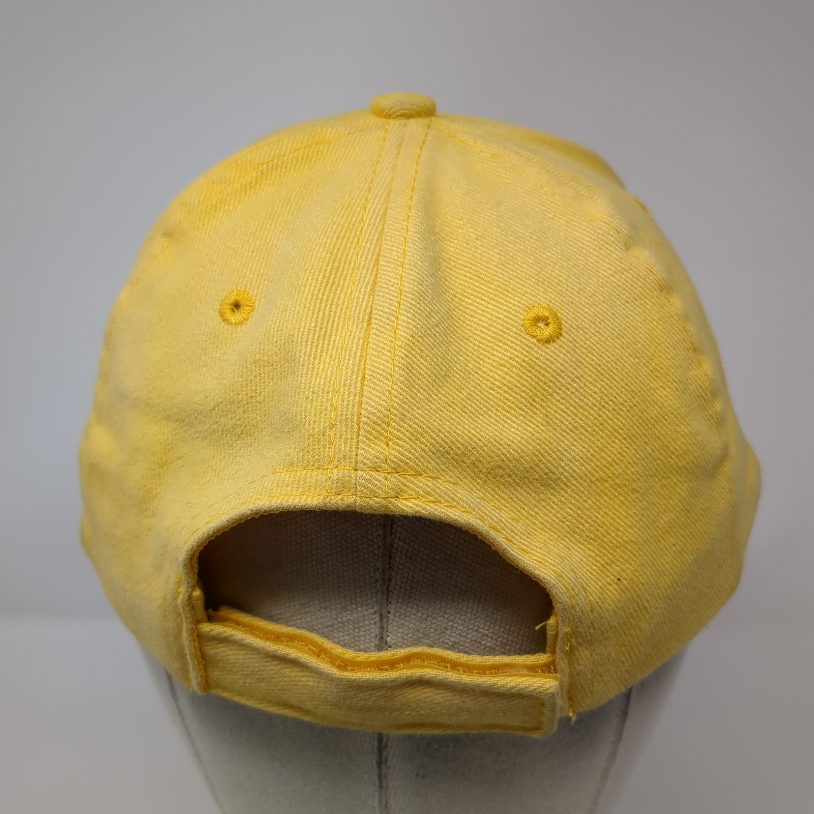 Kangaroo Strapback Baseball Cap Yellow One Size Adjustable Vented Holes 6 Panel