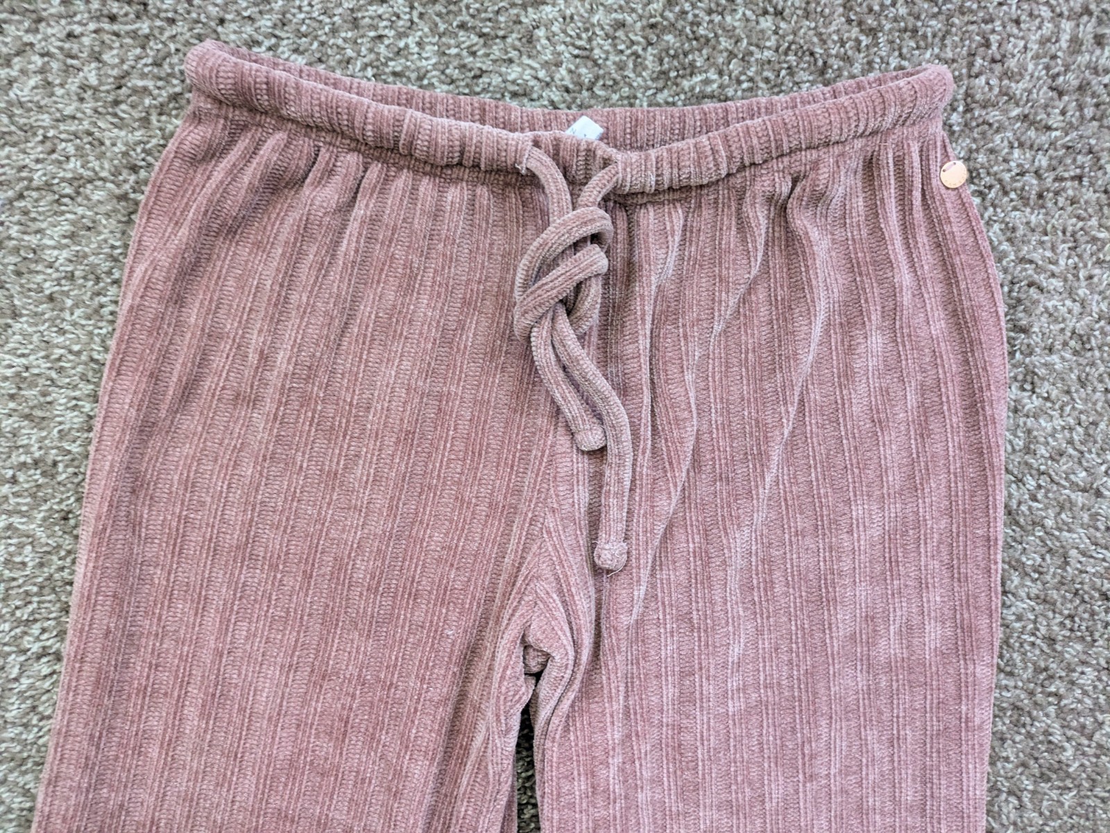Danskin Ribbed Soft Lounge Set 2 Piece Long Sleeve Top Wide Leg Pants Medium