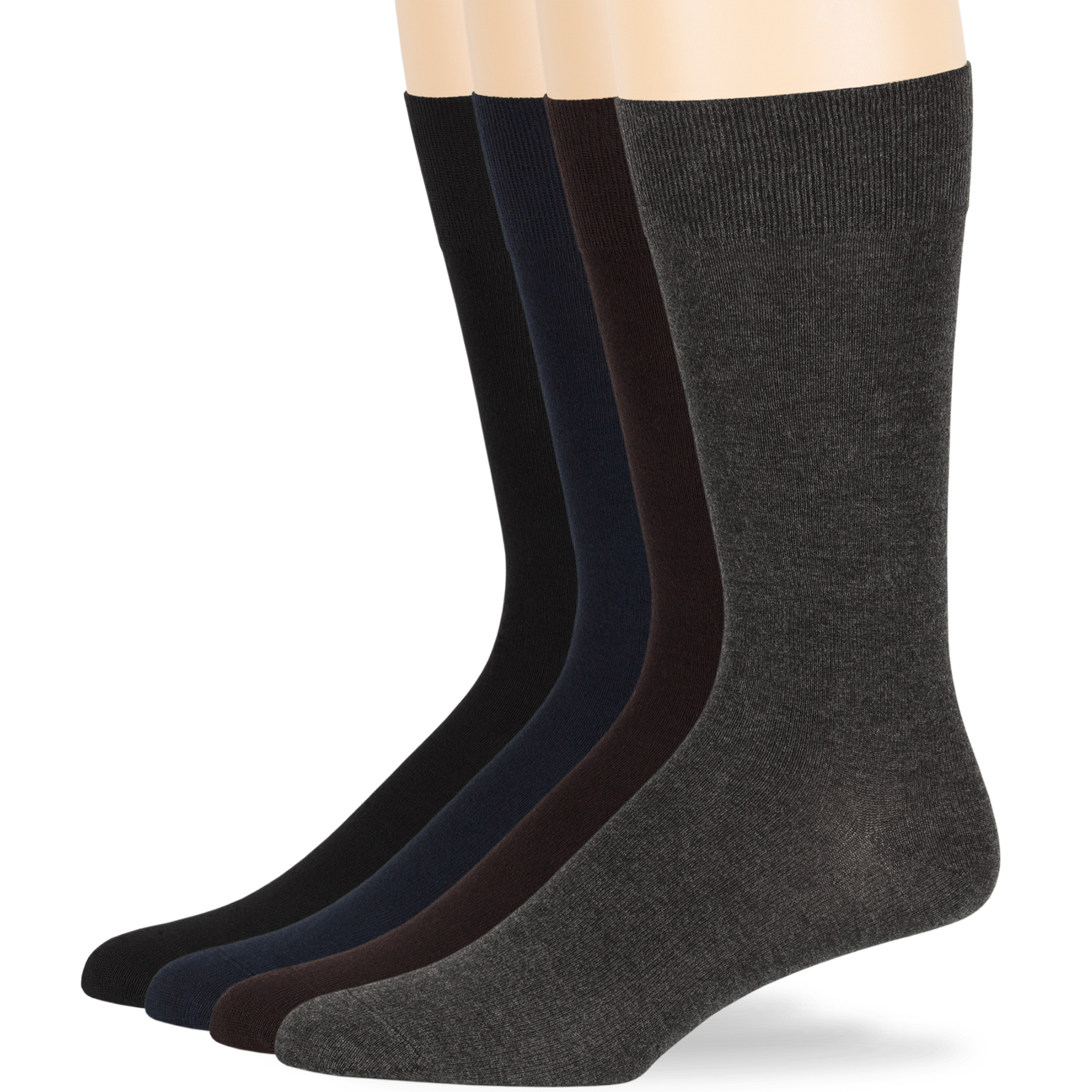 Men’s Bamboo 4 Pack Dress Socks XL-L Assorted Black Grey Navy Brown Beige Khaki