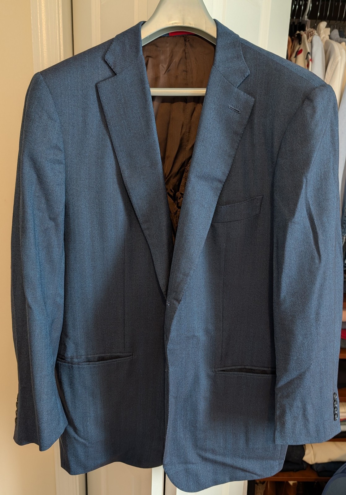 LNWOT Recent Isaia Napoli Blue Herringbone Wool Sport Coat Jacket EU58L (US46L)