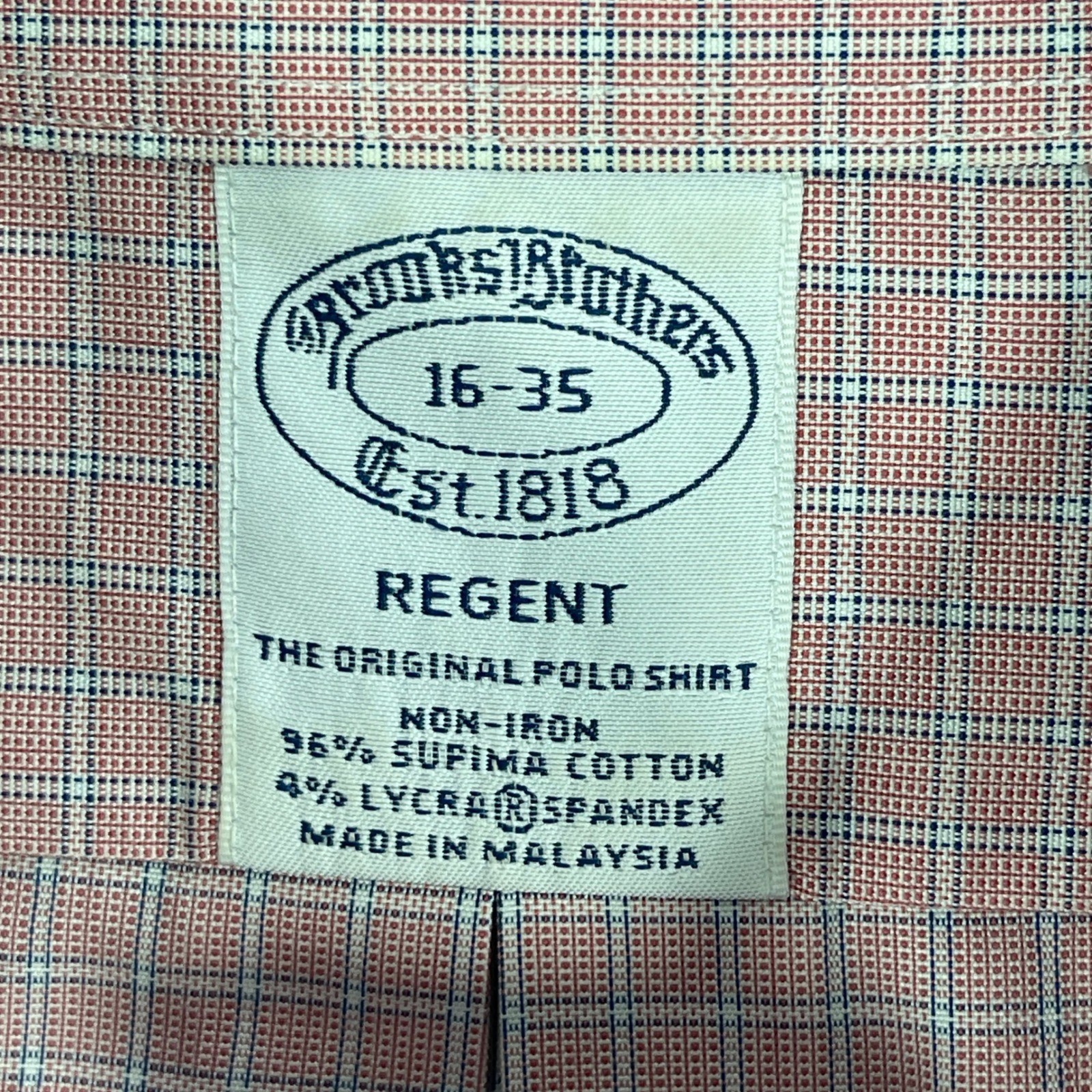 Brooks Brothers Regent Mens 16-35 Plaid Checkered Button Down Dress Shirt