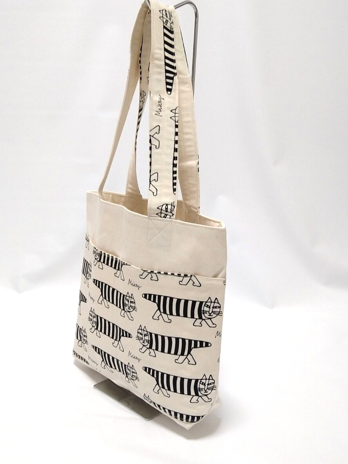 Tote Bag White Lisa Larson Mikey Pattern New 13.2×10.4×2.8in 1 inner pocket