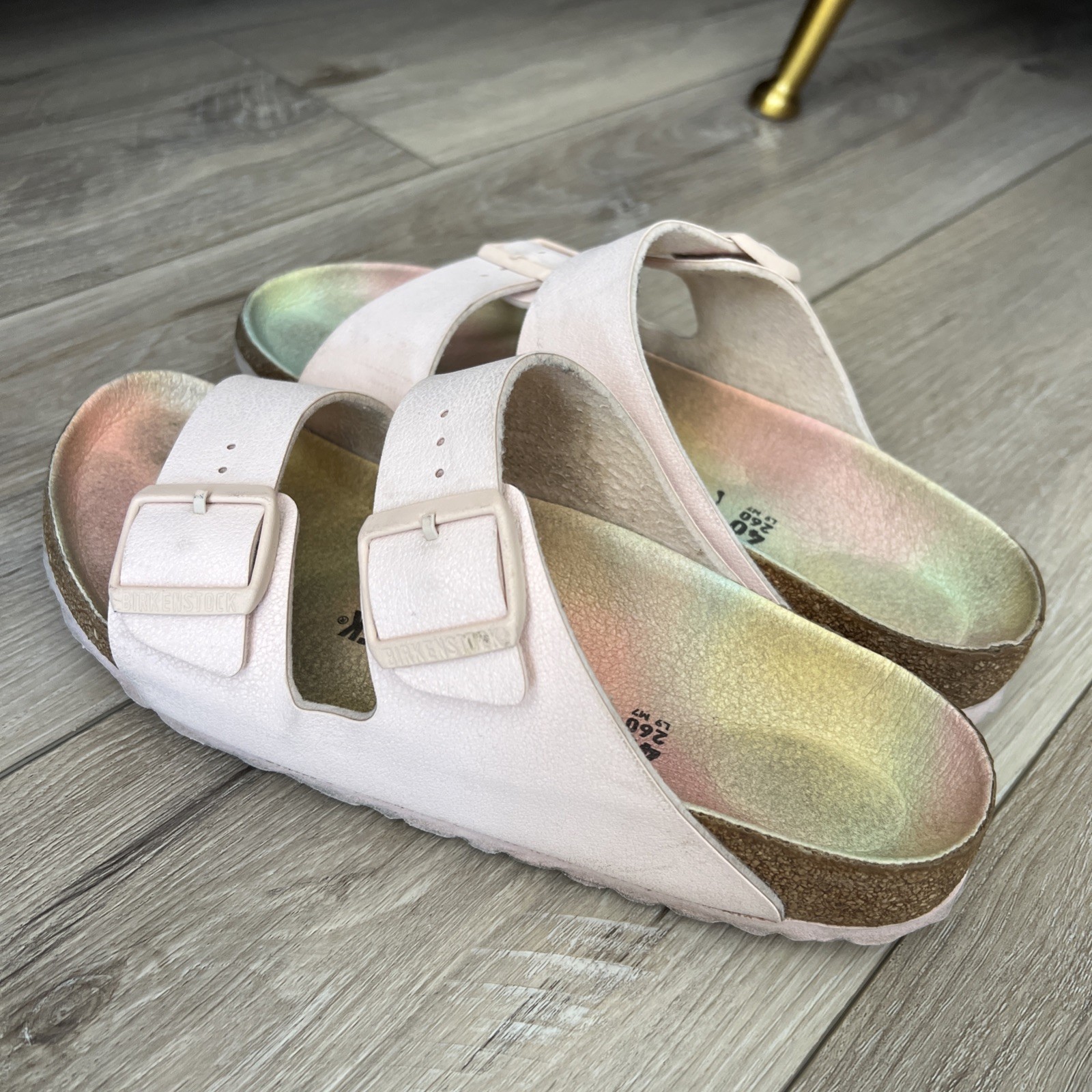 Birkenstock Arizona Vegan Sandal Slides Birko Flor Nubuck Light Rose Pink 9 N 40