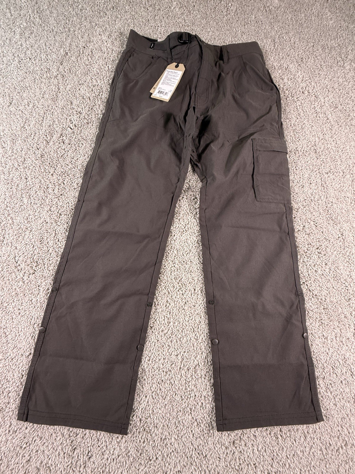 Prana Pants Mens 31×30 Dark Iron Stretch Zion II Vented Roll Tab Hiking Belt NWT
