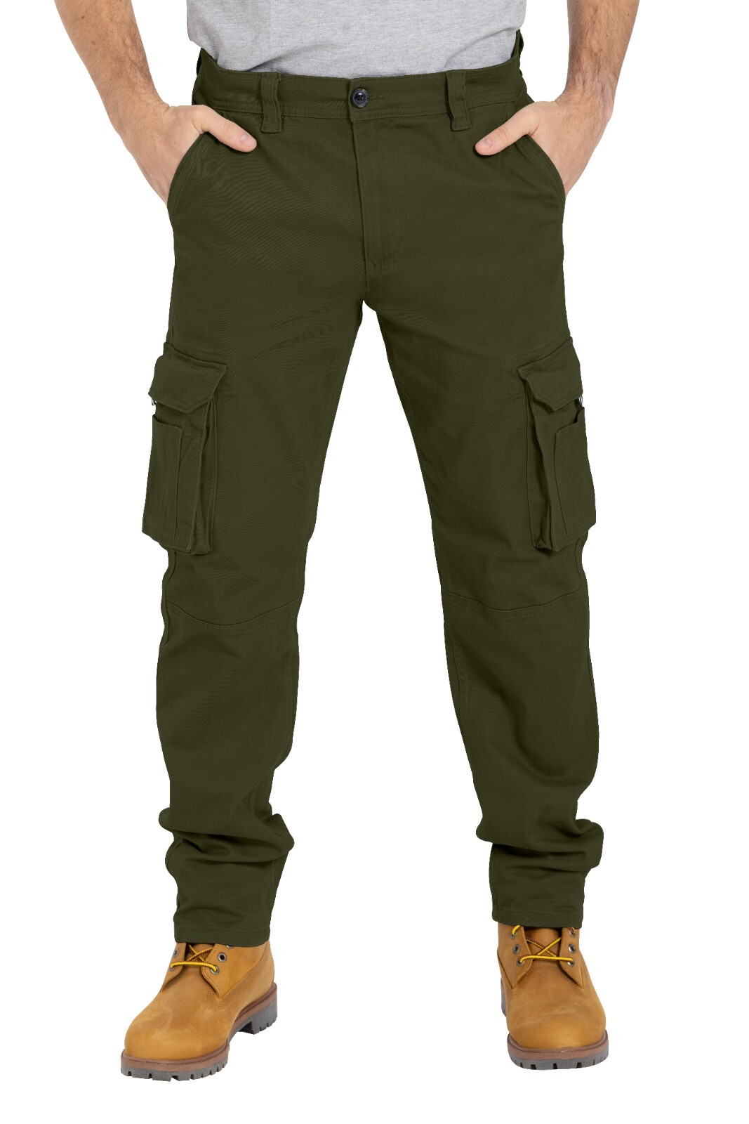Men’s Heavy Duty Workwear Trouser Stretch Utility Pocket Flex Cargo Full Pants
