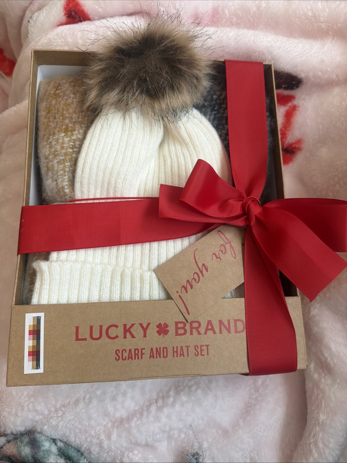 Lucky Brand Cream Scarf and Hat Set