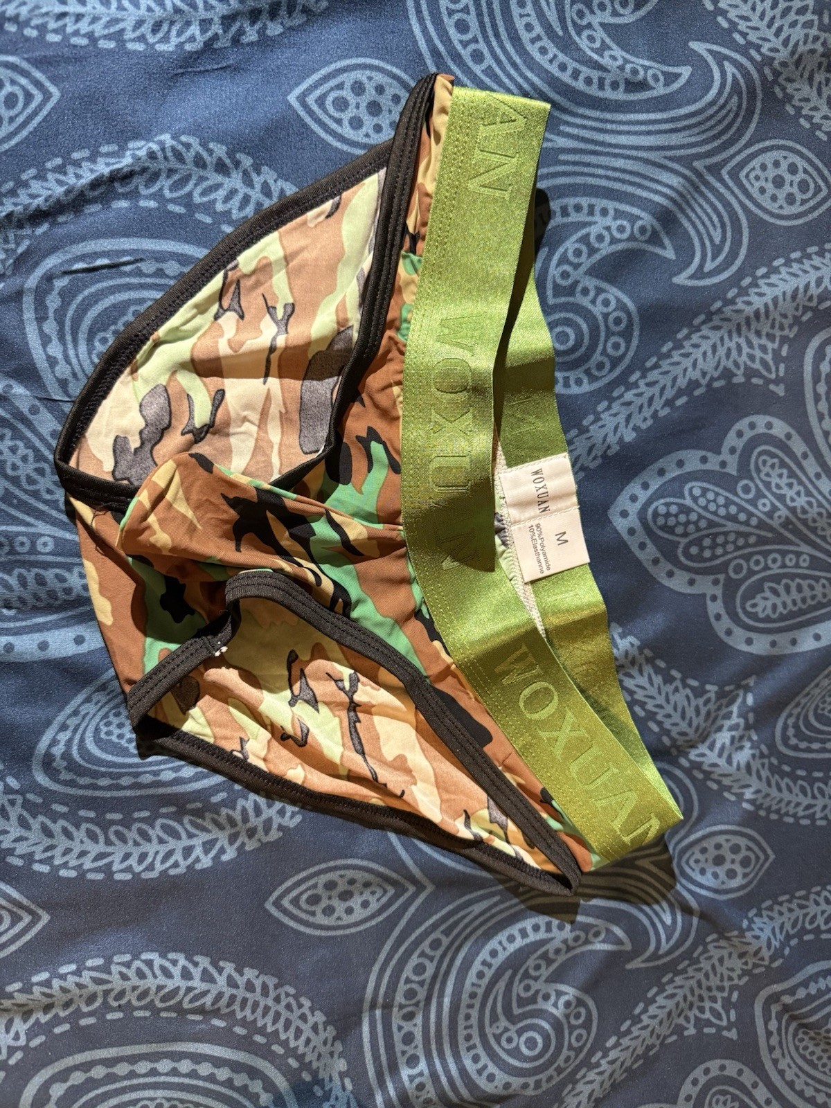 Woxuan Men’s 2pc Camouflage bikini + Brief Underwear Size M Green Waistband