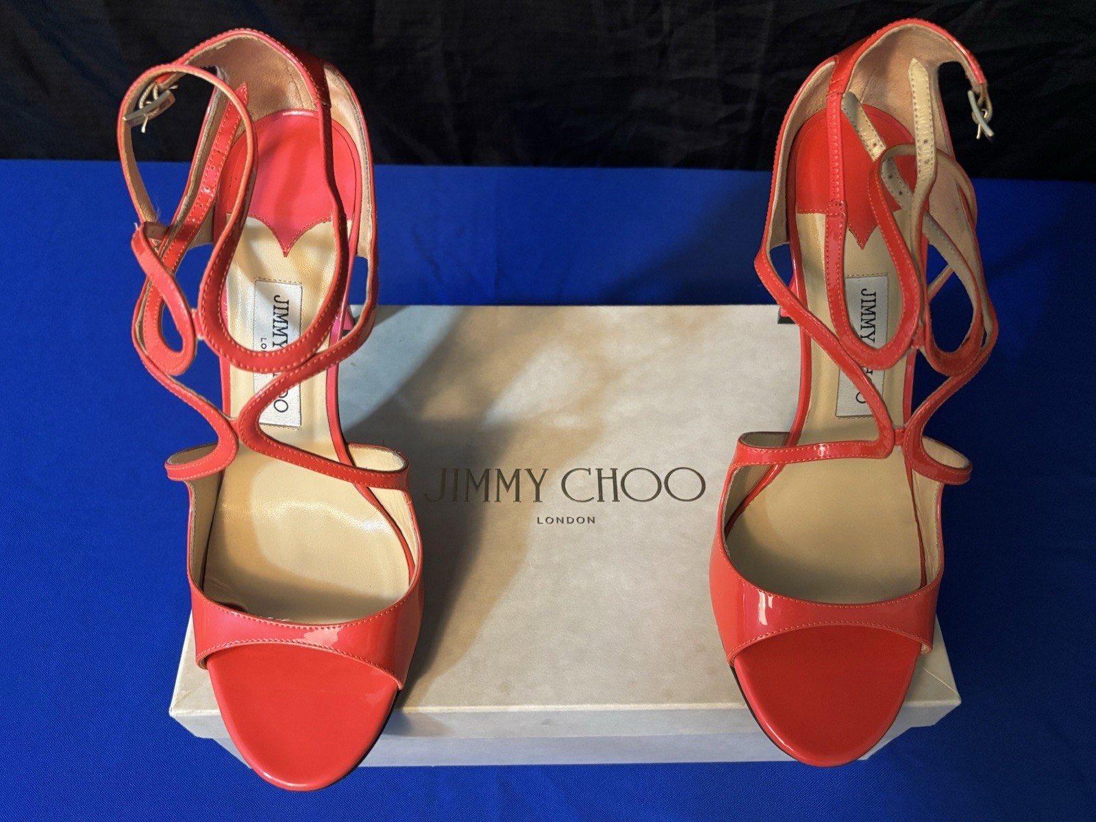 JIMMY CHOO Lance 100 Pink Patent Leather Strappy Sandals Size 11 Good &Bag