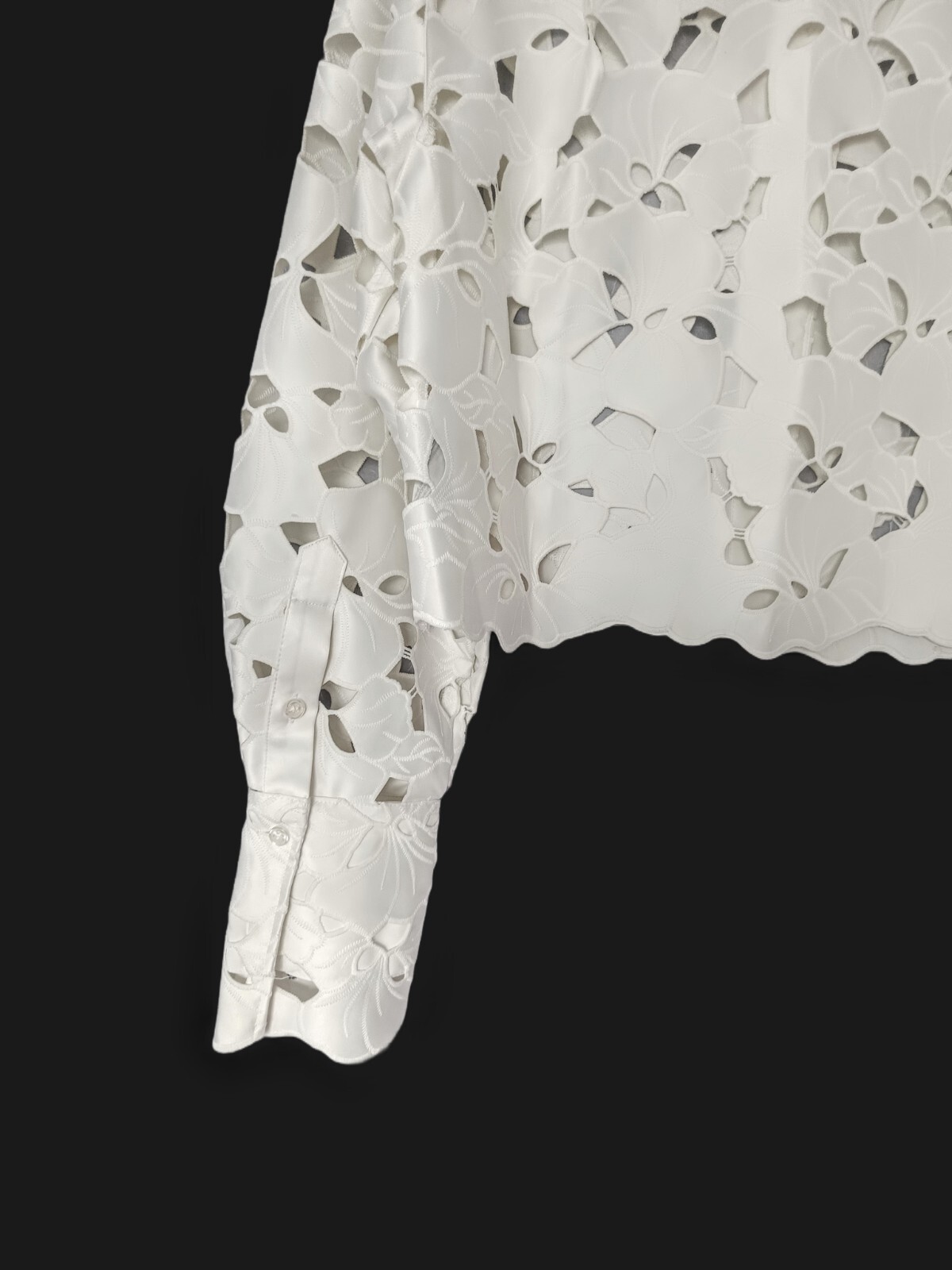 BNWT H&M Satin Button-Up Shirt Blouse W/ Eyelet Embroidery White XS S M L XL XXL