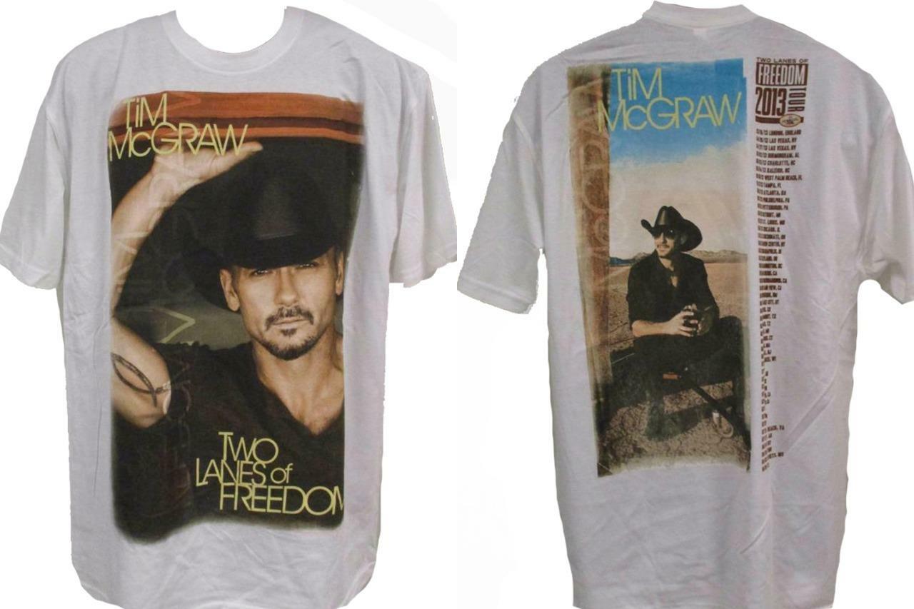 Tim McGraw Mens Sizes S-M-L-XL-2XL 2013 Two Lanes of Freedom Tour Concert Shirt