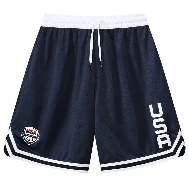 USA Print Basketball Shorts Training Men Active Shorts Loose Pockets Cycling…