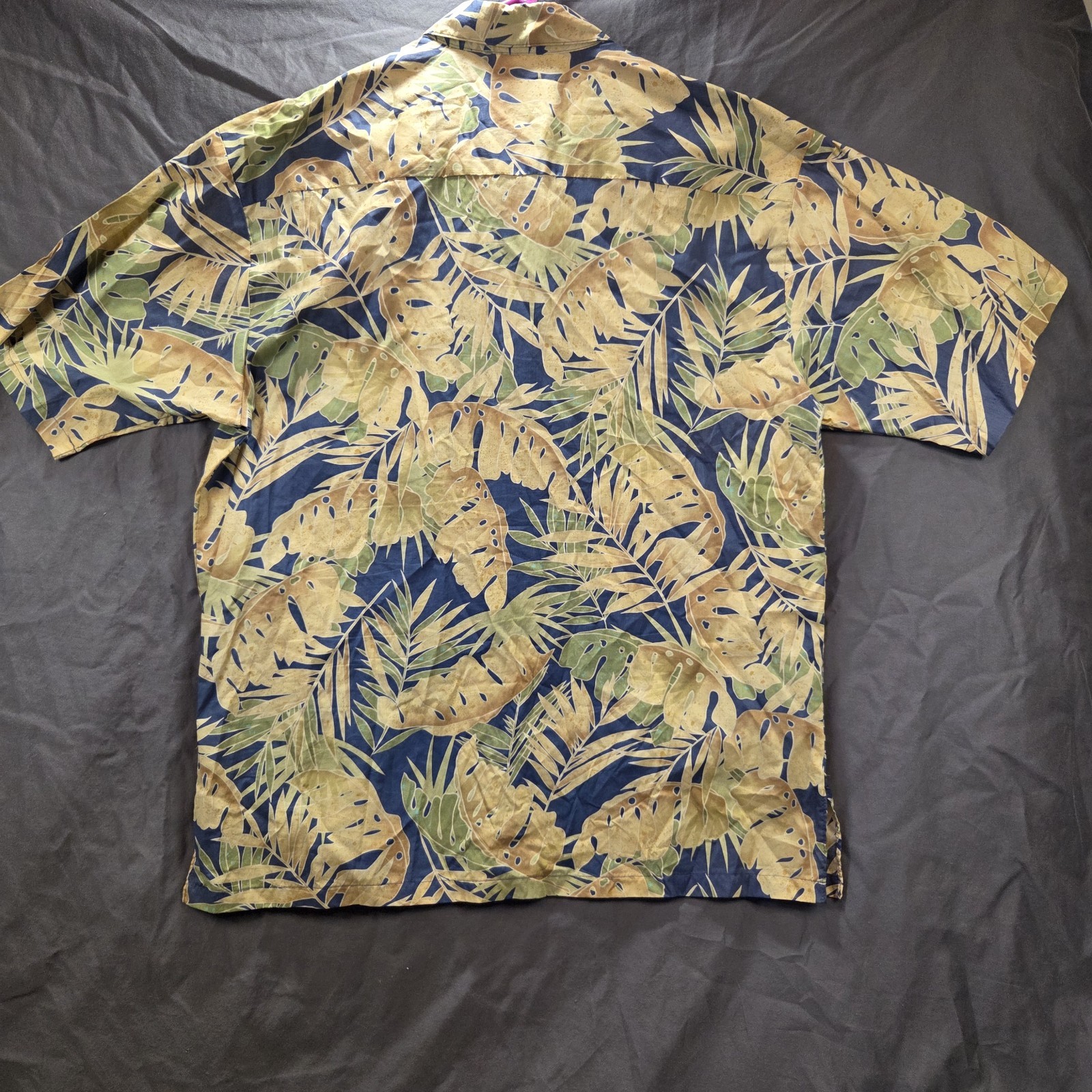 Tori Richard Cotton Lawn Men’s L Blue Beige Green Floral Hawaiian Button-Up SS