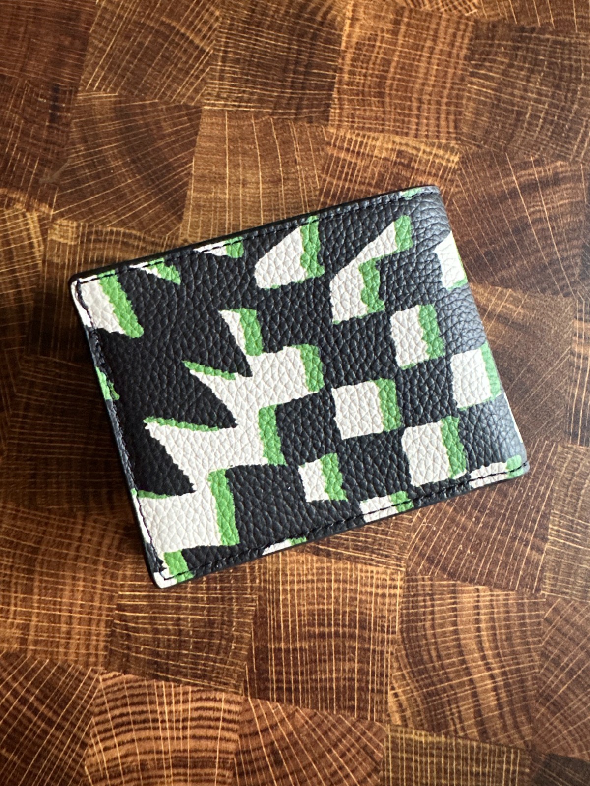 BN Coach slim wallet with geo check print