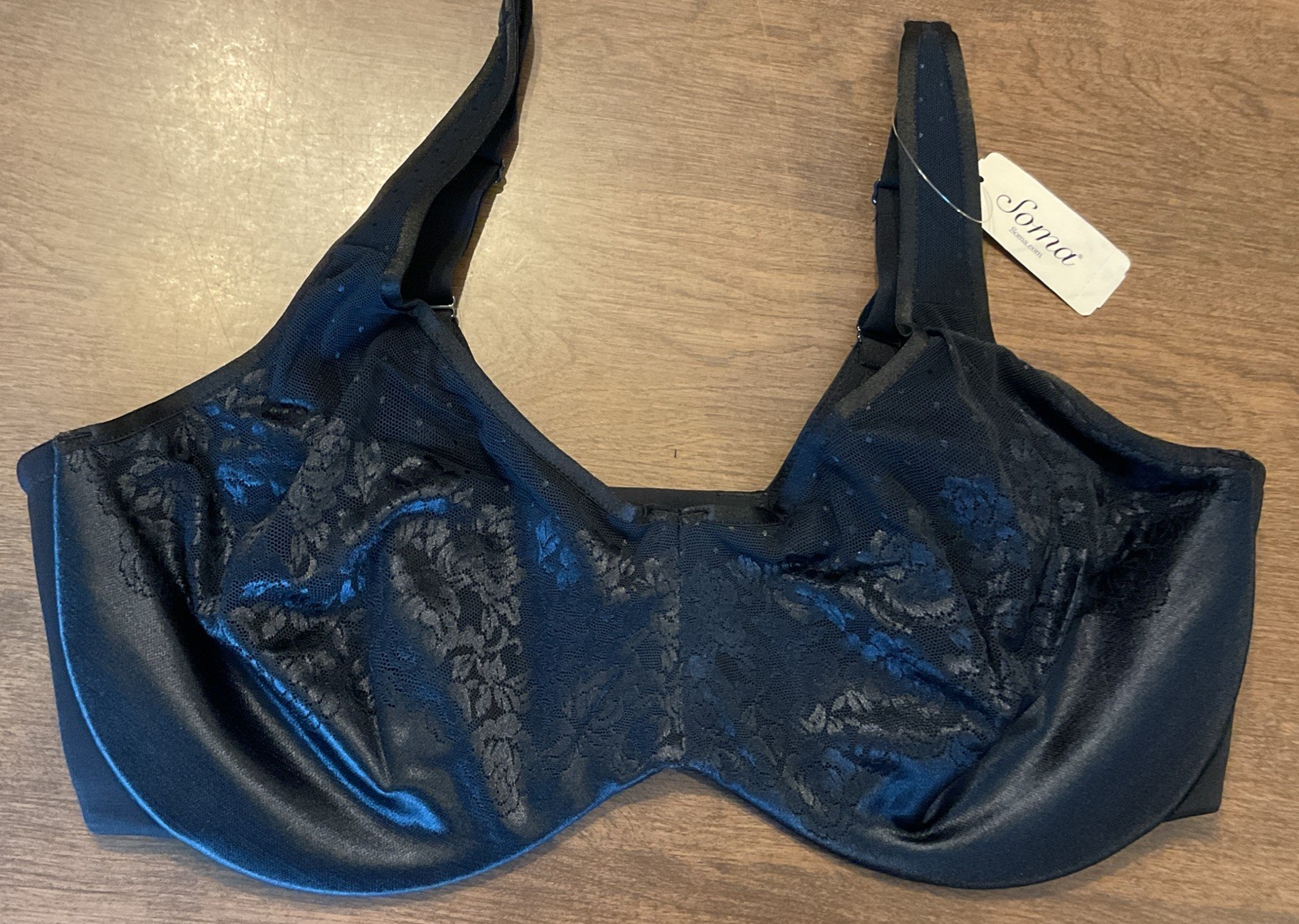 Soma Stunning Support Unlined Underwire Minimizer Bra Black Size 38DD NWT