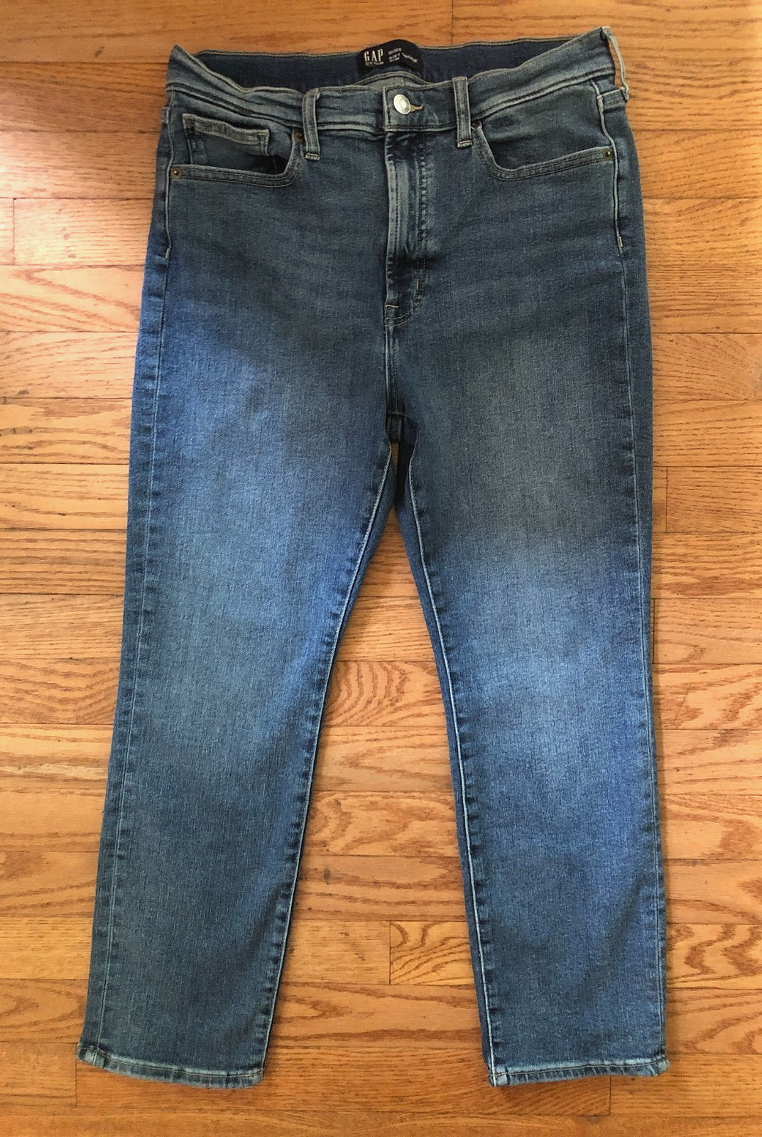 GAP High Rise Soft Vintage Slim Denim Stretch JEANS~Womens 10/30 SHORT~Med Blue