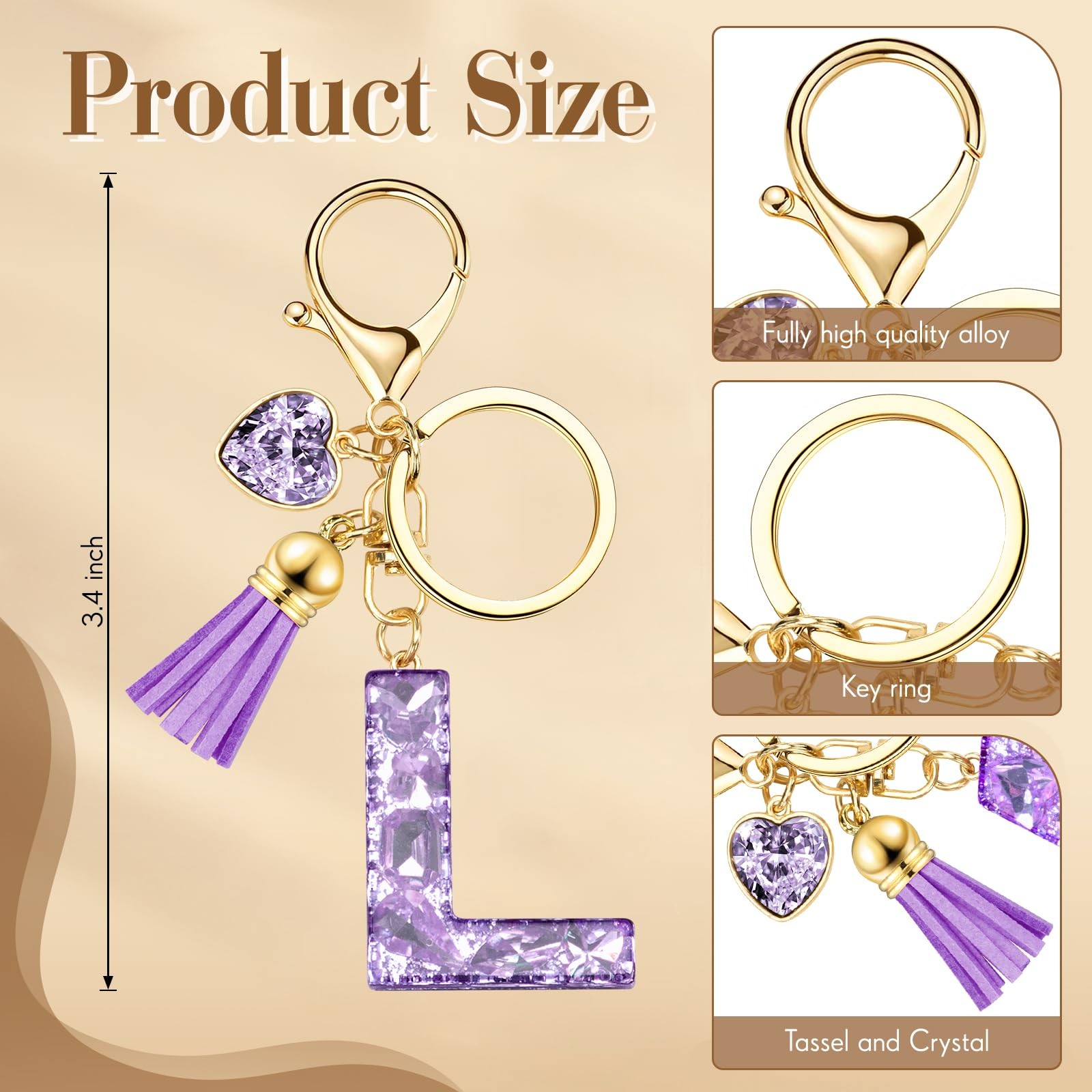 Initial Keychain Letter Bag Charms for Women, With Artificial Diamond Cute Pu…